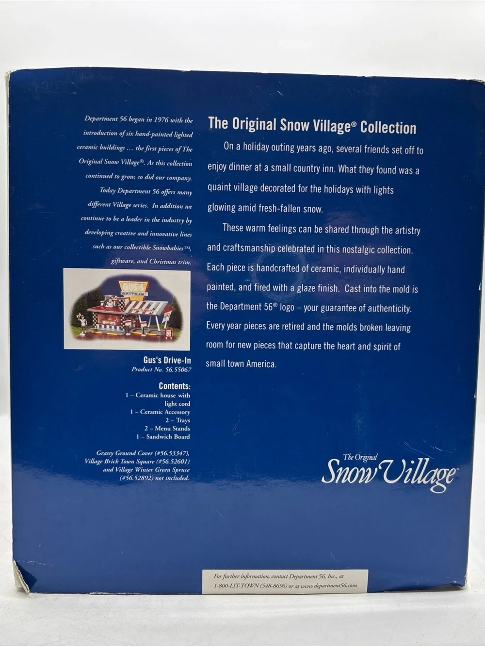 Department 56 2001 Vintage Original Snow Village Gus’s Drive-In Set Of 7 55067